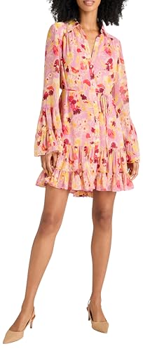 Cinq a Sept Women's Tossed Floral Lyra Dress, Mauve Orchid